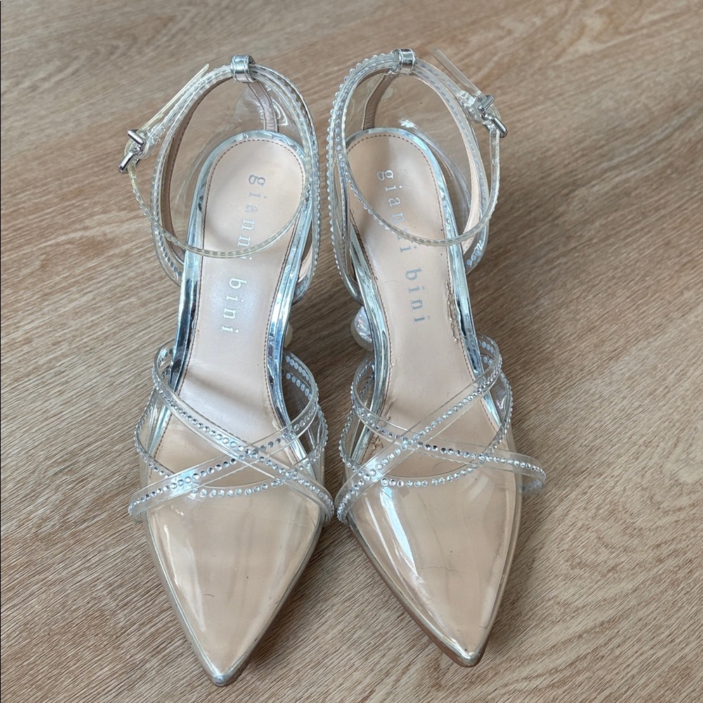 Gianni Bini Clear and Silver Strappy Heels - Picture 6 of 8